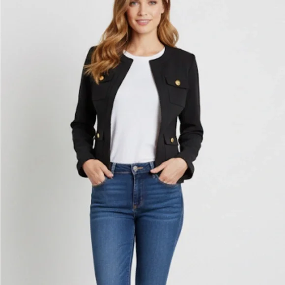 White House Black Market Luxe Stretch Military Jacket - Picture 2 of 12